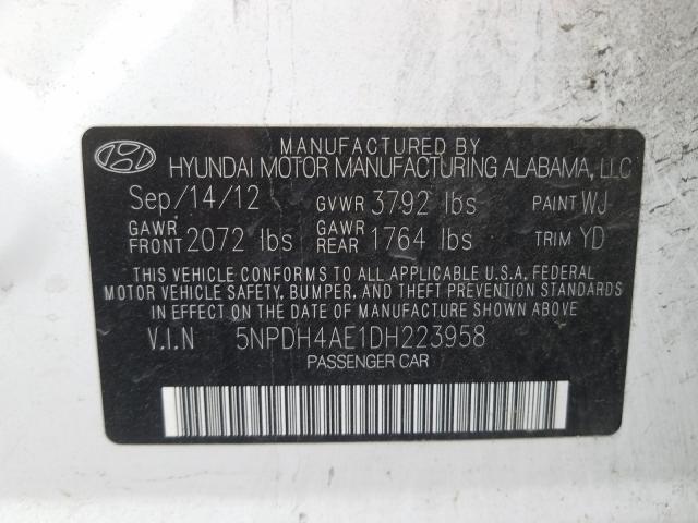 Photo 9 VIN: 5NPDH4AE1DH223958 - HYUNDAI ELANTRA GL 