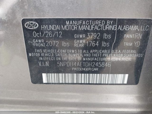 Photo 8 VIN: 5NPDH4AE1DH245846 - HYUNDAI ELANTRA 