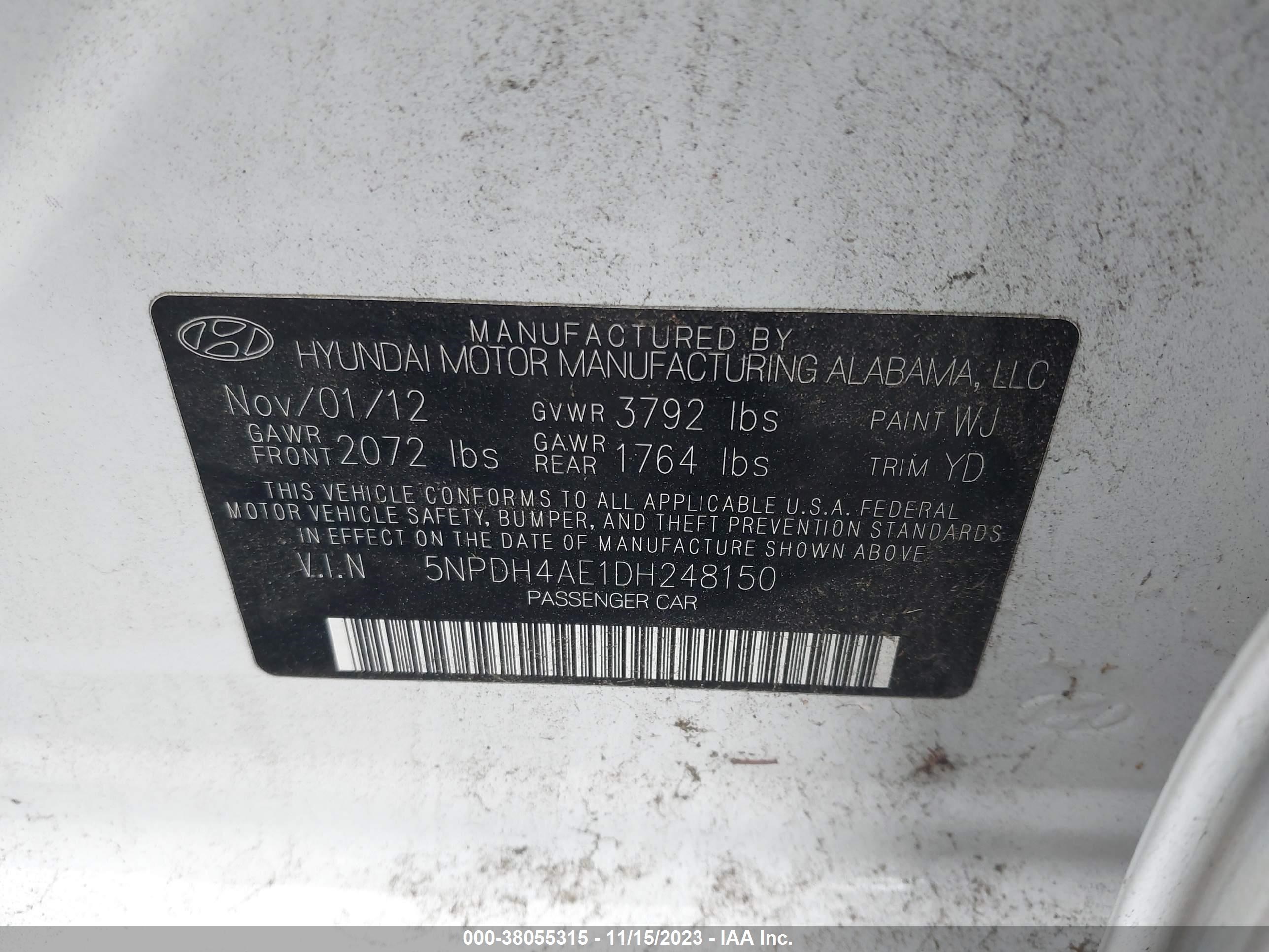 Photo 8 VIN: 5NPDH4AE1DH248150 - HYUNDAI ELANTRA 