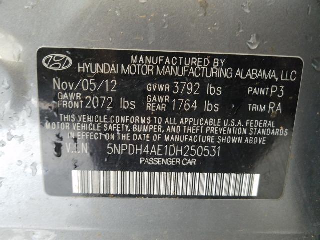 Photo 9 VIN: 5NPDH4AE1DH250531 - HYUNDAI ELANTRA GL 