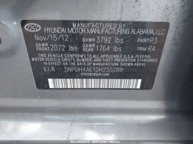 Photo 8 VIN: 5NPDH4AE1DH255289 - HYUNDAI ELANTRA 