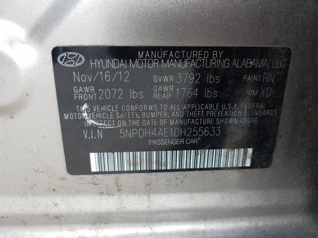 Photo 9 VIN: 5NPDH4AE1DH255633 - HYUNDAI ELANTRA GL 