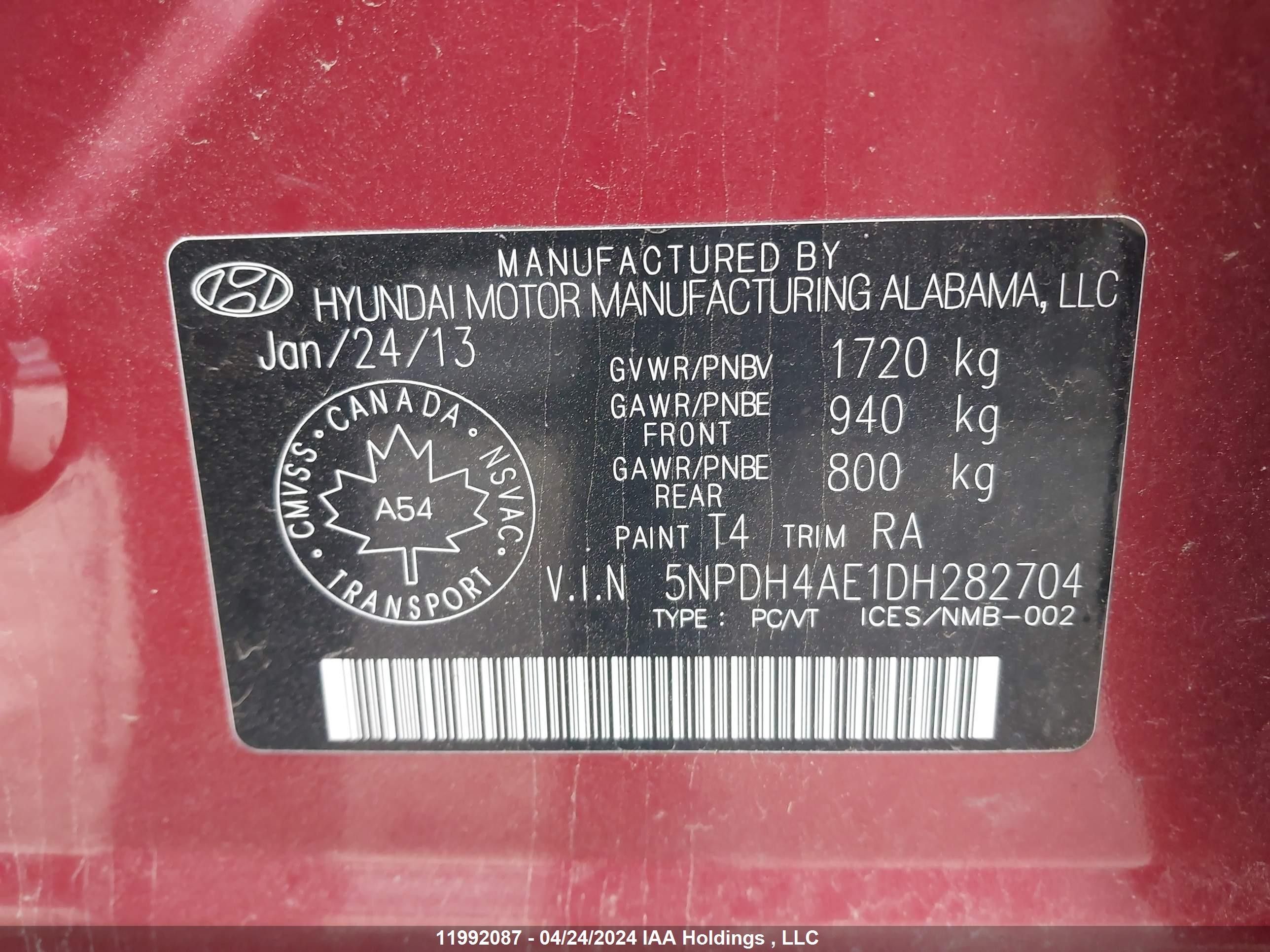 Photo 8 VIN: 5NPDH4AE1DH282704 - HYUNDAI ELANTRA 