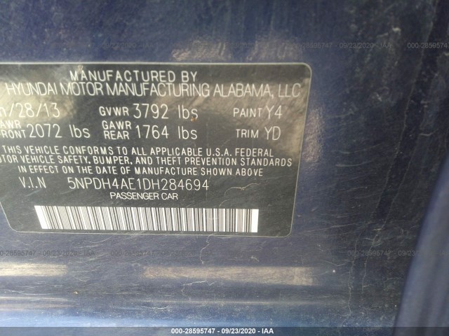 Photo 8 VIN: 5NPDH4AE1DH284694 - HYUNDAI ELANTRA 