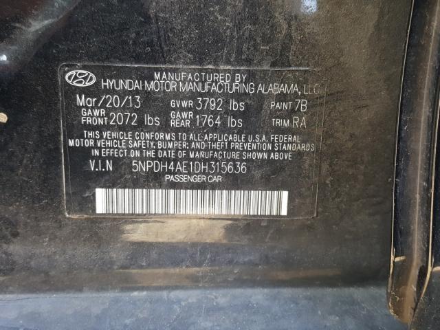 Photo 9 VIN: 5NPDH4AE1DH315636 - HYUNDAI ELANTRA GL 