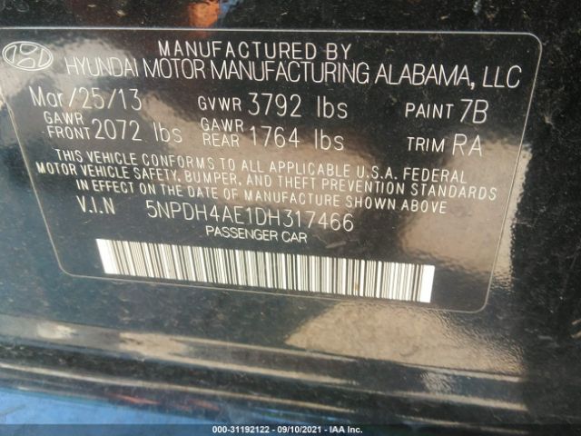 Photo 8 VIN: 5NPDH4AE1DH317466 - HYUNDAI ELANTRA 