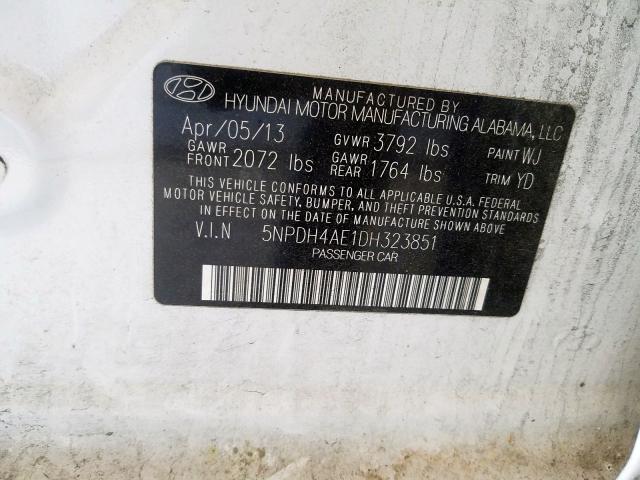 Photo 9 VIN: 5NPDH4AE1DH323851 - HYUNDAI ELANTRA GL 