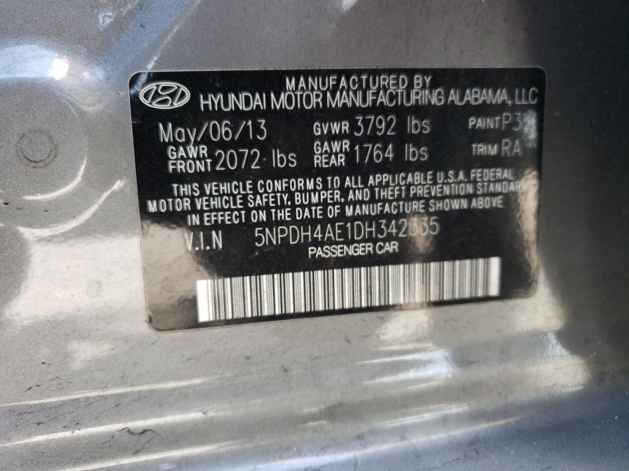 Photo 12 VIN: 5NPDH4AE1DH342335 - HYUNDAI ELANTRA 