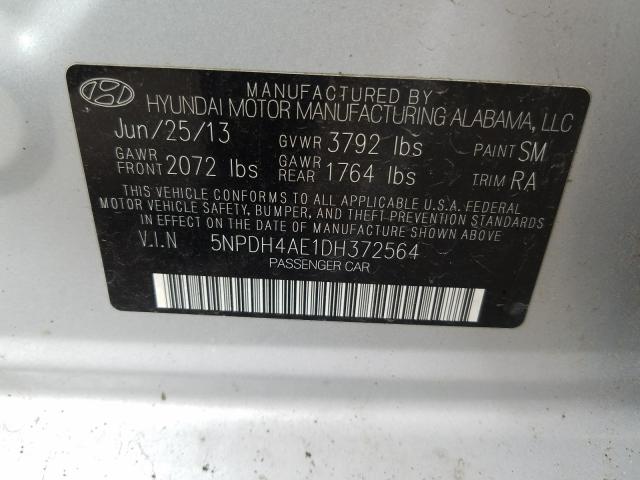 Photo 9 VIN: 5NPDH4AE1DH372564 - HYUNDAI ELANTRA GL 