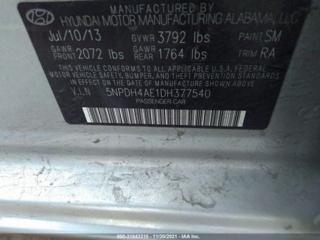 Photo 8 VIN: 5NPDH4AE1DH377540 - HYUNDAI ELANTRA 