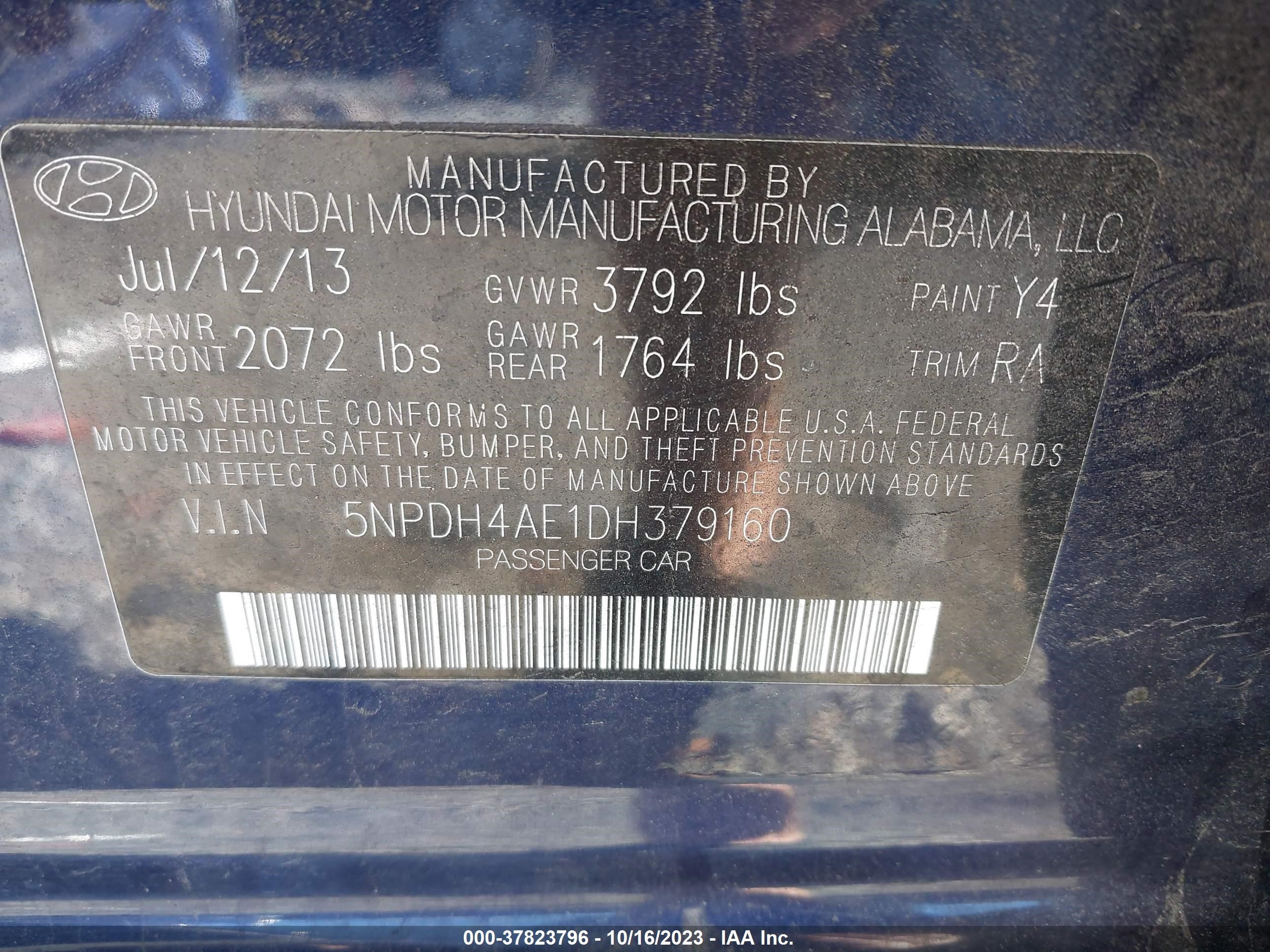 Photo 8 VIN: 5NPDH4AE1DH379160 - HYUNDAI ELANTRA 