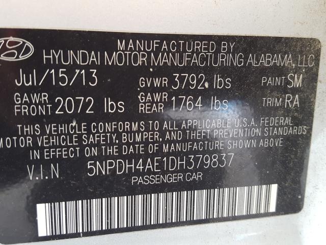 Photo 9 VIN: 5NPDH4AE1DH379837 - HYUNDAI ELANTRA GL 