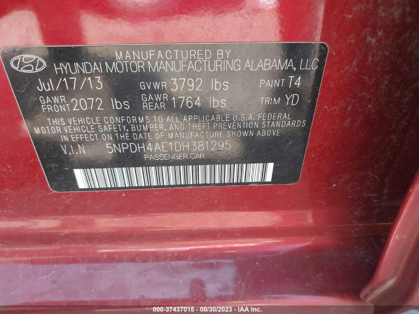 Photo 8 VIN: 5NPDH4AE1DH381295 - HYUNDAI ELANTRA 