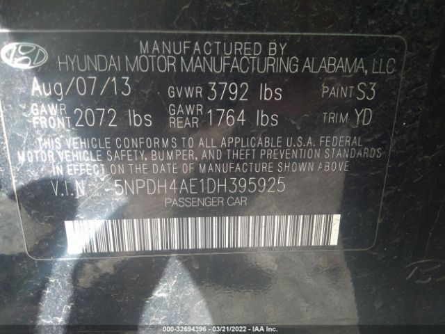 Photo 8 VIN: 5NPDH4AE1DH395925 - HYUNDAI ELANTRA 