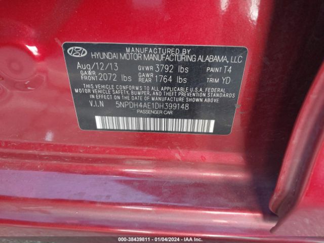 Photo 8 VIN: 5NPDH4AE1DH399148 - HYUNDAI ELANTRA 