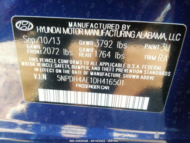 Photo 8 VIN: 5NPDH4AE1DH416501 - HYUNDAI ELANTRA 