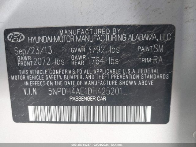 Photo 8 VIN: 5NPDH4AE1DH425201 - HYUNDAI ELANTRA 