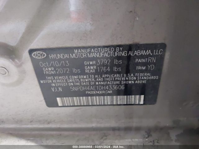 Photo 8 VIN: 5NPDH4AE1DH433606 - HYUNDAI ELANTRA 