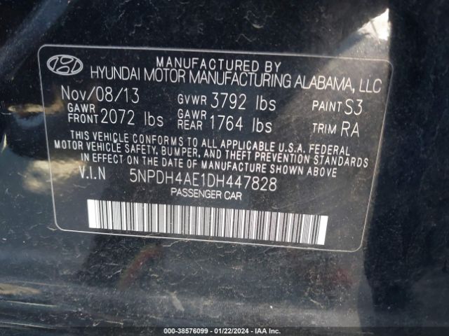 Photo 8 VIN: 5NPDH4AE1DH447828 - HYUNDAI ELANTRA 