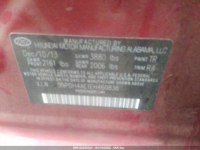 Photo 8 VIN: 5NPDH4AE1EH460838 - HYUNDAI ELANTRA 