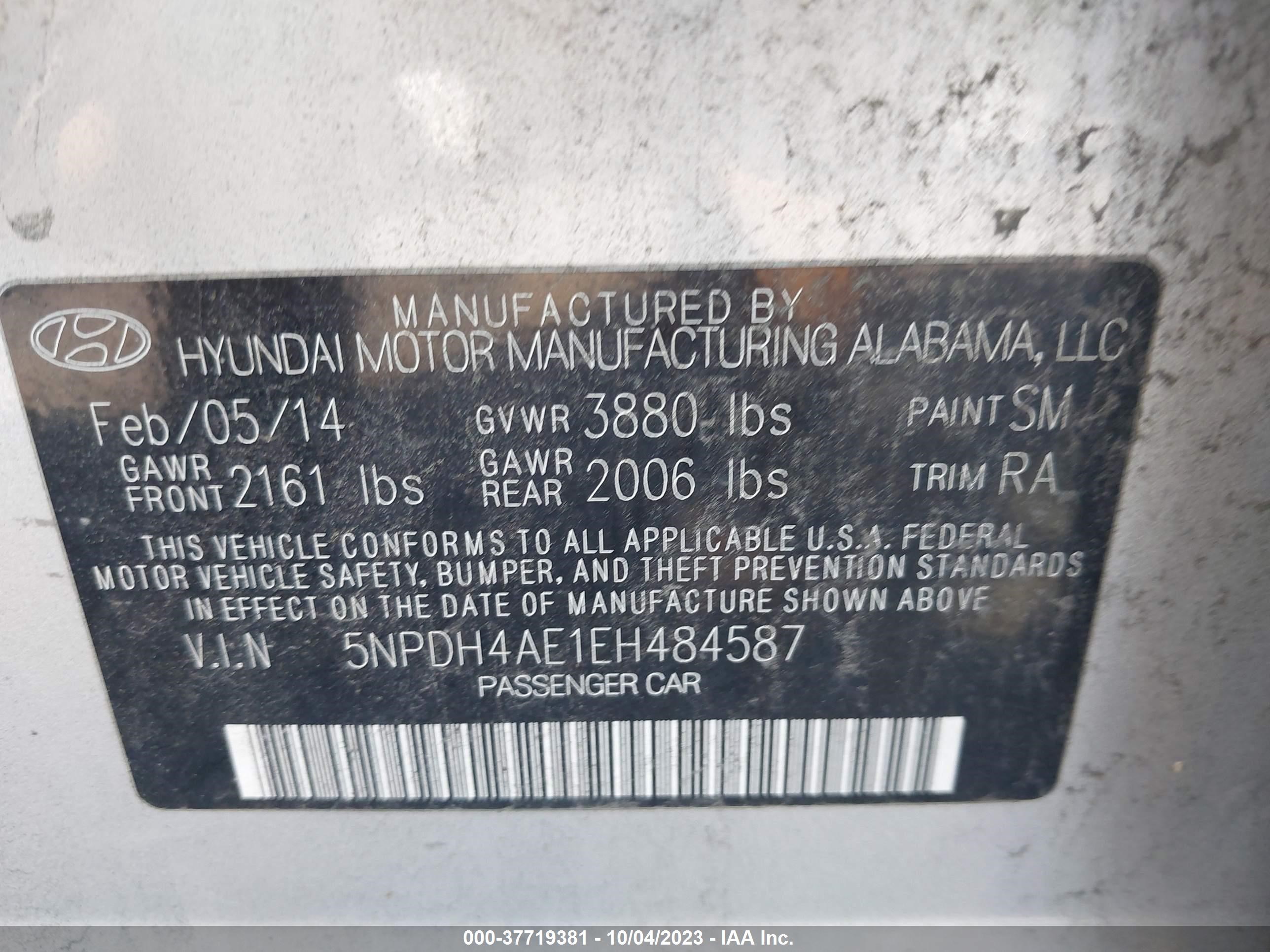 Photo 8 VIN: 5NPDH4AE1EH484587 - HYUNDAI ELANTRA 