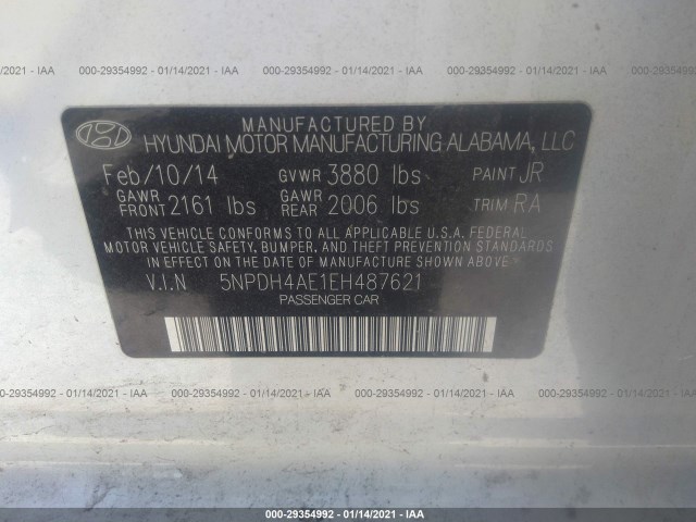 Photo 8 VIN: 5NPDH4AE1EH487621 - HYUNDAI ELANTRA 