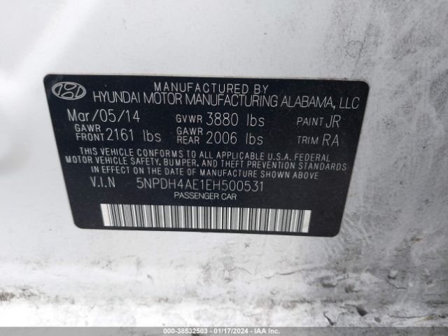 Photo 8 VIN: 5NPDH4AE1EH500531 - HYUNDAI ELANTRA 