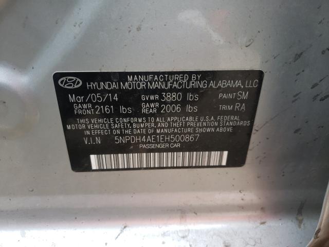 Photo 9 VIN: 5NPDH4AE1EH500867 - HYUNDAI ELANTRA 