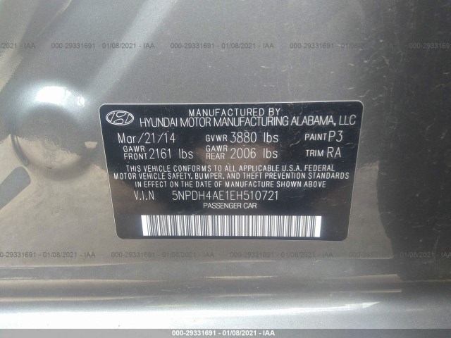 Photo 8 VIN: 5NPDH4AE1EH510721 - HYUNDAI ELANTRA 