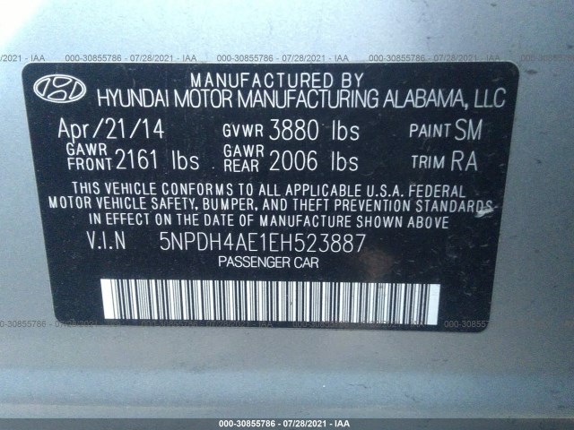 Photo 8 VIN: 5NPDH4AE1EH523887 - HYUNDAI ELANTRA 