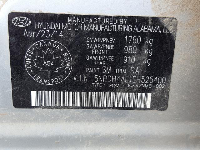 Photo 9 VIN: 5NPDH4AE1EH525400 - HYUNDAI ELANTRA SE 