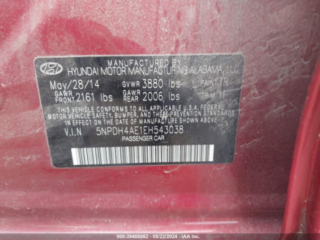 Photo 8 VIN: 5NPDH4AE1EH543038 - HYUNDAI ELANTRA 