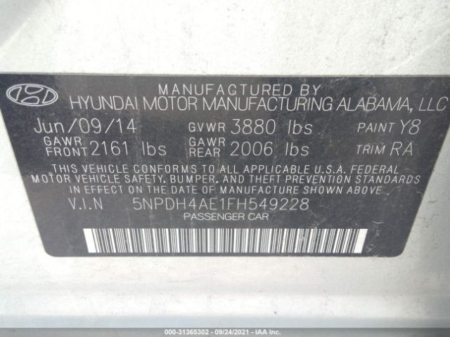 Photo 8 VIN: 5NPDH4AE1FH549228 - HYUNDAI ELANTRA 