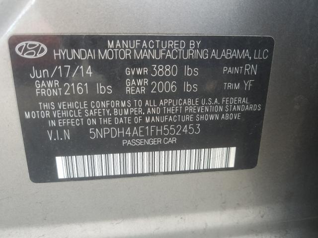 Photo 9 VIN: 5NPDH4AE1FH552453 - HYUNDAI ELANTRA SE 