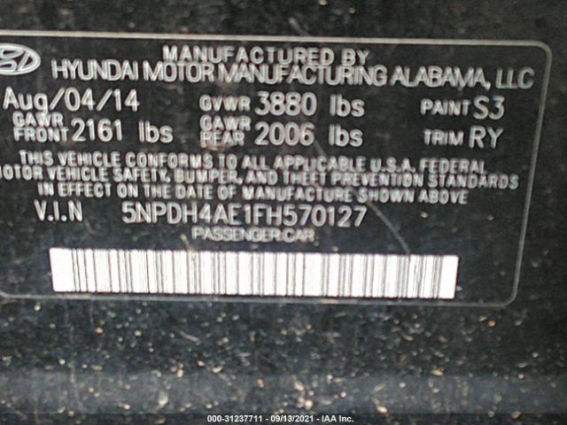 Photo 8 VIN: 5NPDH4AE1FH570127 - HYUNDAI ELANTRA 