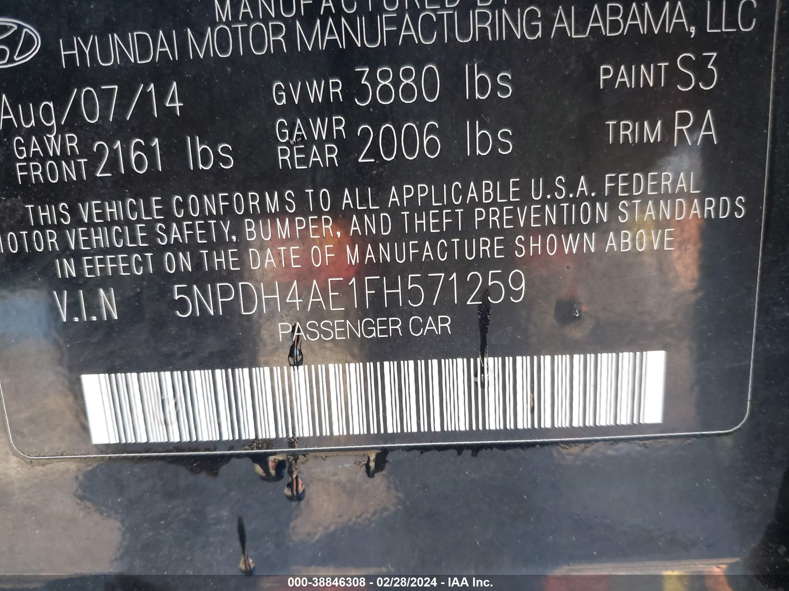 Photo 8 VIN: 5NPDH4AE1FH571259 - HYUNDAI ELANTRA 