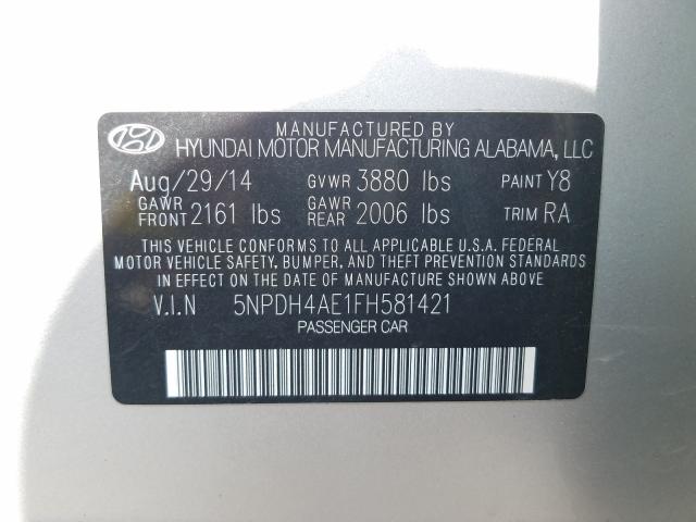 Photo 9 VIN: 5NPDH4AE1FH581421 - HYUNDAI ELANTRA SE 