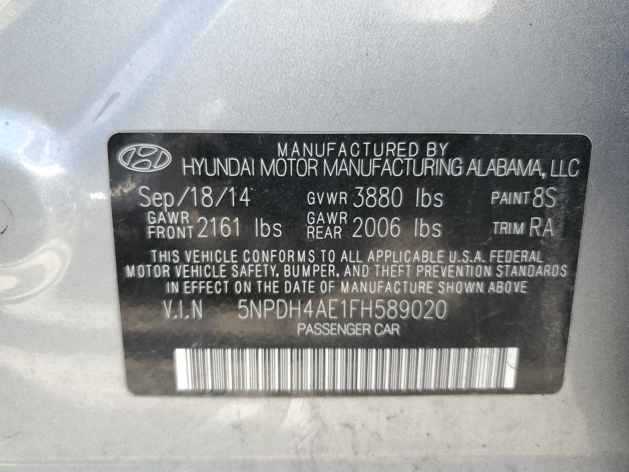 Photo 11 VIN: 5NPDH4AE1FH589020 - HYUNDAI ELANTRA 