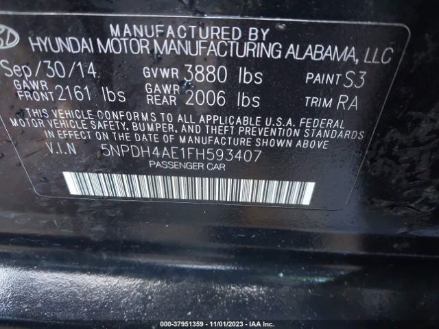 Photo 8 VIN: 5NPDH4AE1FH593407 - HYUNDAI ELANTRA 