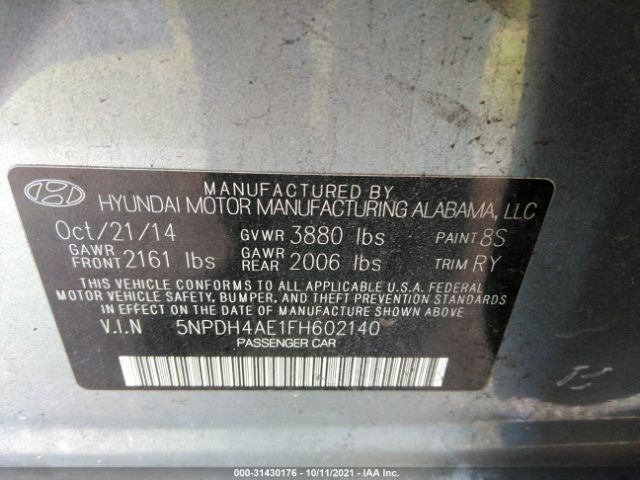 Photo 8 VIN: 5NPDH4AE1FH602140 - HYUNDAI ELANTRA 