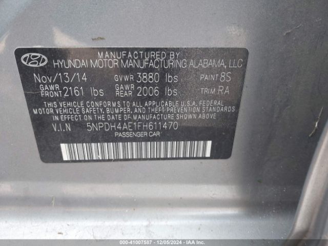 Photo 8 VIN: 5NPDH4AE1FH611470 - HYUNDAI ELANTRA 