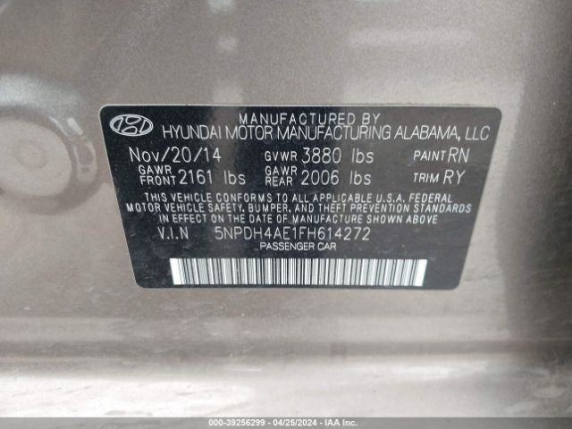 Photo 8 VIN: 5NPDH4AE1FH614272 - HYUNDAI ELANTRA 