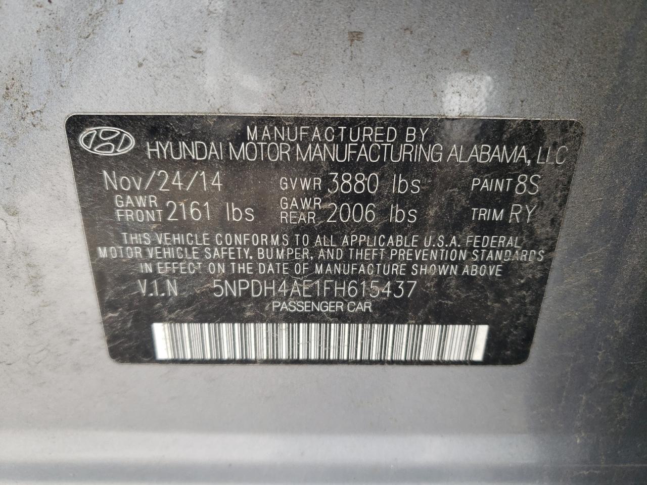 Photo 11 VIN: 5NPDH4AE1FH615437 - HYUNDAI ELANTRA 