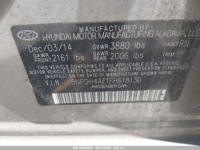 Photo 8 VIN: 5NPDH4AE1FH618130 - HYUNDAI ELANTRA 