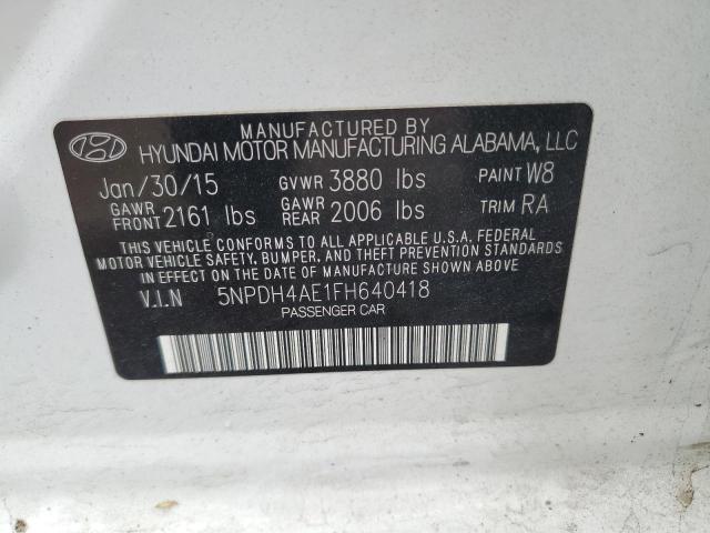 Photo 9 VIN: 5NPDH4AE1FH640418 - HYUNDAI ELANTRA SE 