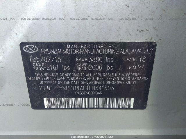 Photo 8 VIN: 5NPDH4AE1FH641603 - HYUNDAI ELANTRA 