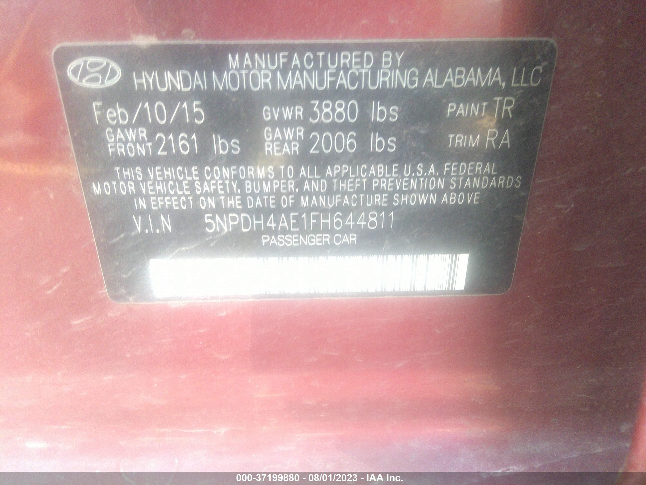 Photo 8 VIN: 5NPDH4AE1FH644811 - HYUNDAI ELANTRA 