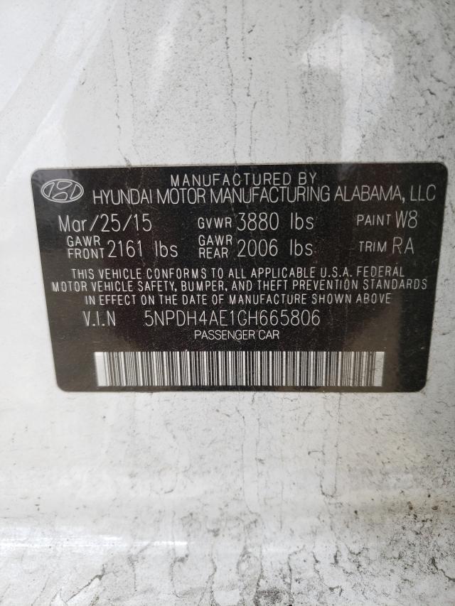 Photo 9 VIN: 5NPDH4AE1GH665806 - HYUNDAI ELANTRA SE 