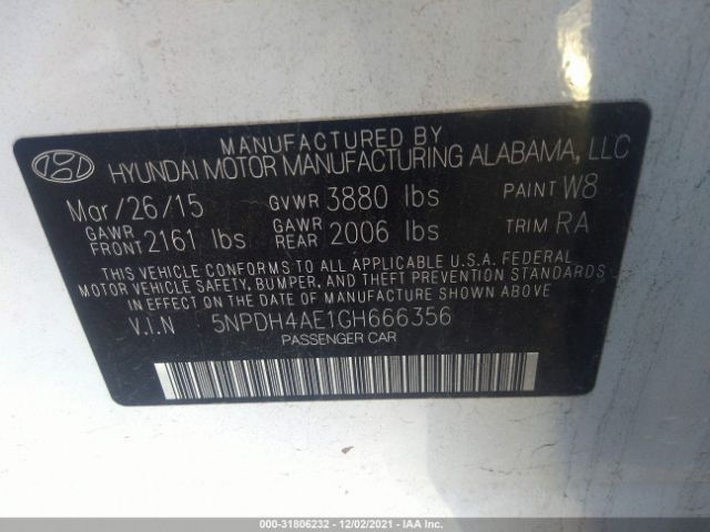 Photo 8 VIN: 5NPDH4AE1GH666356 - HYUNDAI ELANTRA 