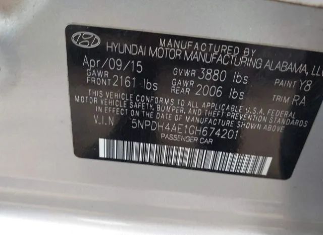 Photo 8 VIN: 5NPDH4AE1GH674201 - HYUNDAI ELANTRA 